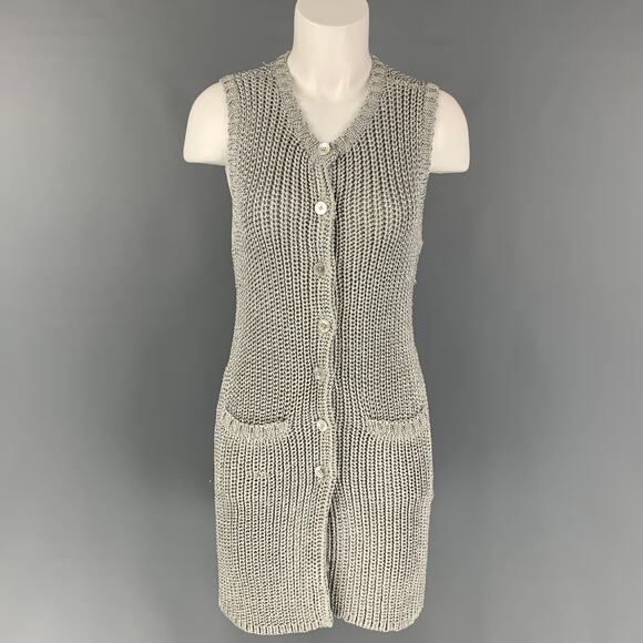 RALPH LAUREN Black Label Size S Silver Acetate Blend Knitted Vest - Picture 1 of 6
